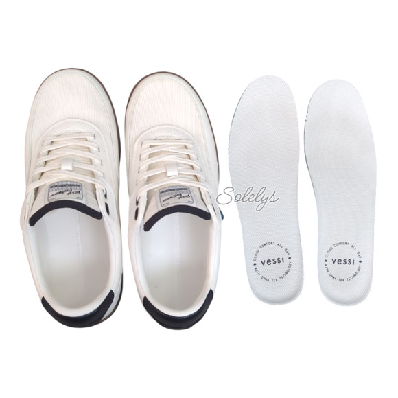 Vessi Courtside Classic Mens 8 Off White Black Waterproof Casual Lace Up Sneaker - Picture 7 of 10